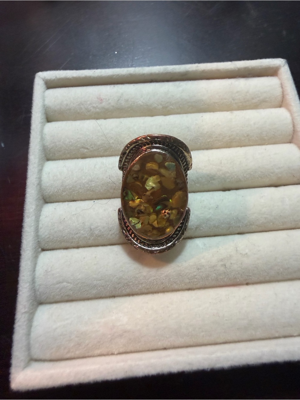 Amber Mosaic Oval Statement Ring - Women Jewelry